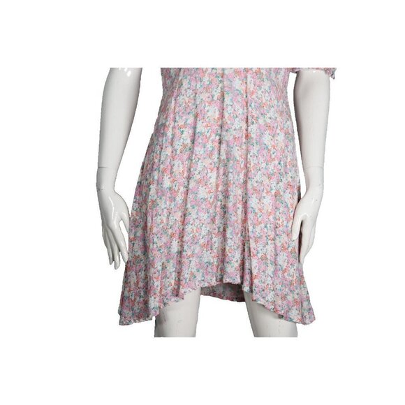 Faithfull the Brand Women's US6 Medium Pink Floral Dress S/S V-Neck Crepe Mini - Picture 5 of 7